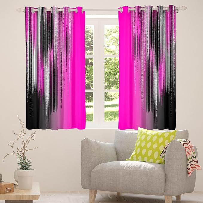 jejeloiu Rose Red Curtains for Bedroom Living Room (2 Panels, 38 x 45 Inch) Modern Art Darkening Drapes Decor Vintage Messy Rust Blackout Curtains Gradient Stryle Window Treatments