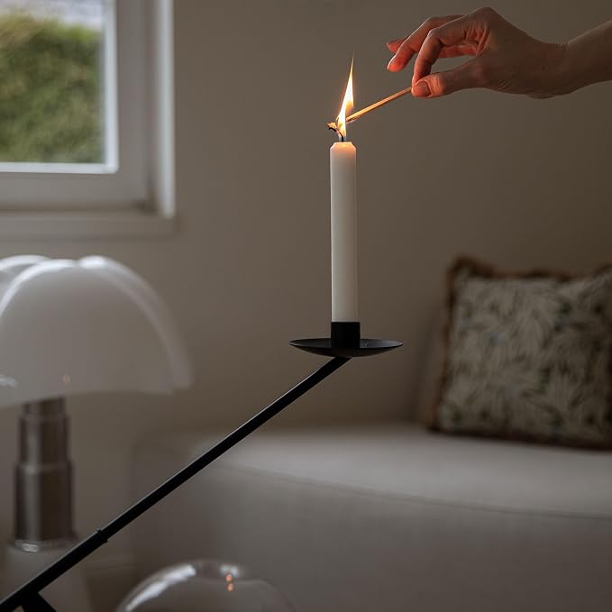 Black Metal Modern Candle Holder Candlestick Holders Decorative Candle Stand, Tapered Candle Holders Home Decoration 19 inch
