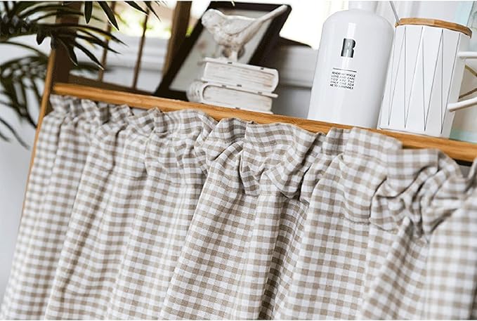 Tier Curtains Linen Textured Short Kitchen Tiers Long Sheer Cafe Curtains Bathmroom Curtain Panels Rod Pocket Small Half Window Treatment 1 Panels (Size : W 150cm*H 60cm)