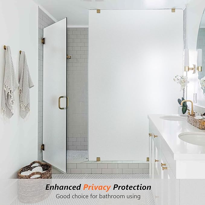 Kromapolis Window Privacy Film Frosted Glass Window Film, Heat Blocking Privacy Film for Glass Windows, Static Cling Non-Adhesive Frosting Window Stickers for Door Home (Frosted, 17.5 x 78.7 inch)