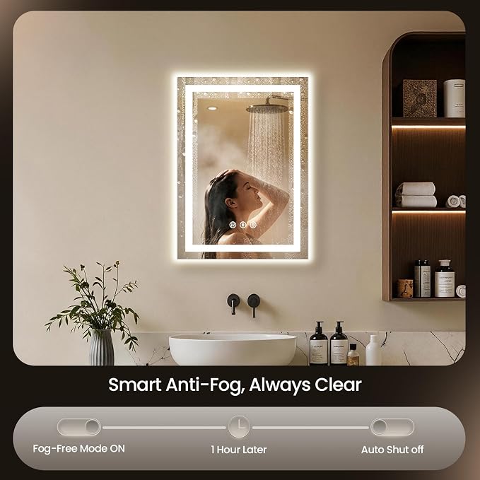 20X28 LED Bathroom Mirror with Lights, Anti-Fog, Backlit + Front Lit (CRI>90), Lighted Bathroom Vanity Mirror for Wall, Memory Function, Dimmable, Tempered Glass, Shatter-Proof