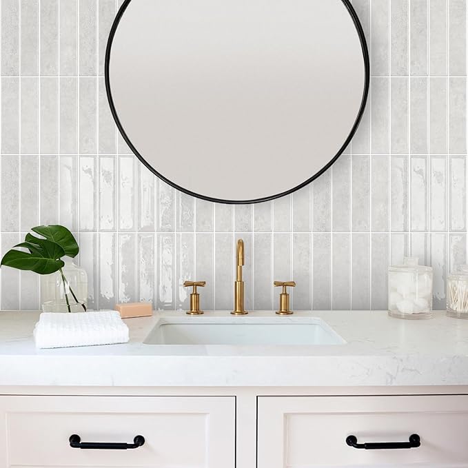 MORCART Upgraded Peel and Stick Backsplash, 20 Sheets of 11.8"x11.8" - 3D Adhesive Waterproof Wall Tiles for Kitchen, Bathroom, Living Room, Subway Tiles, Gray-Beige