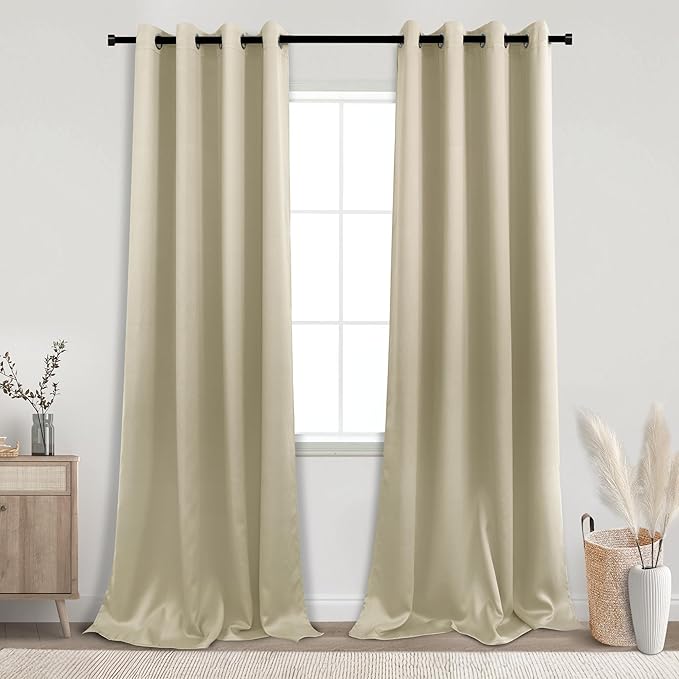 KOUFALL 108 Inch Curtains Long,Blackout Grommet Large Window Tall Curtains for Living Room,2 Panels Set