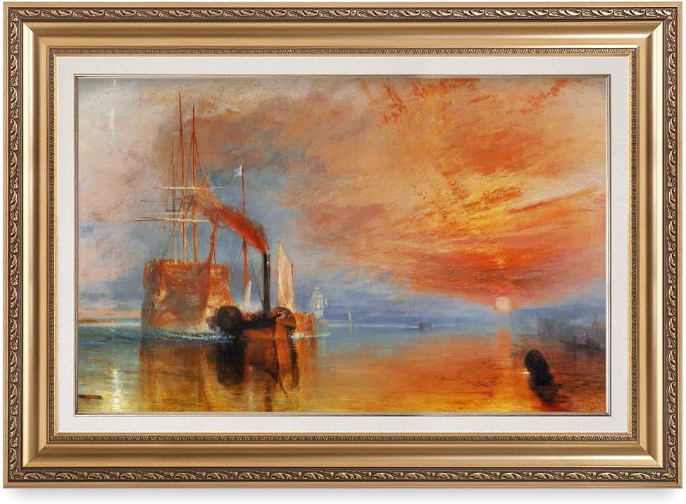 DECORARTS - The Fighting Temeraire by William Turner. World Famous Painting Reproduction. Giclee Prints in Classic Golden Frame Ready to Hang