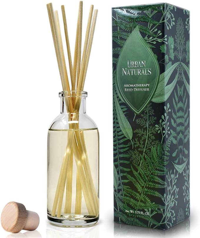 Urban Naturals Reed Diffuser Set, Vanilla Lime - Bathroom Shelf Décor | Made with Essential Oils, Zesty Lime, Sweet Cane Sugar, Creamy Vanilla & Tonka Bean, Made in the USA