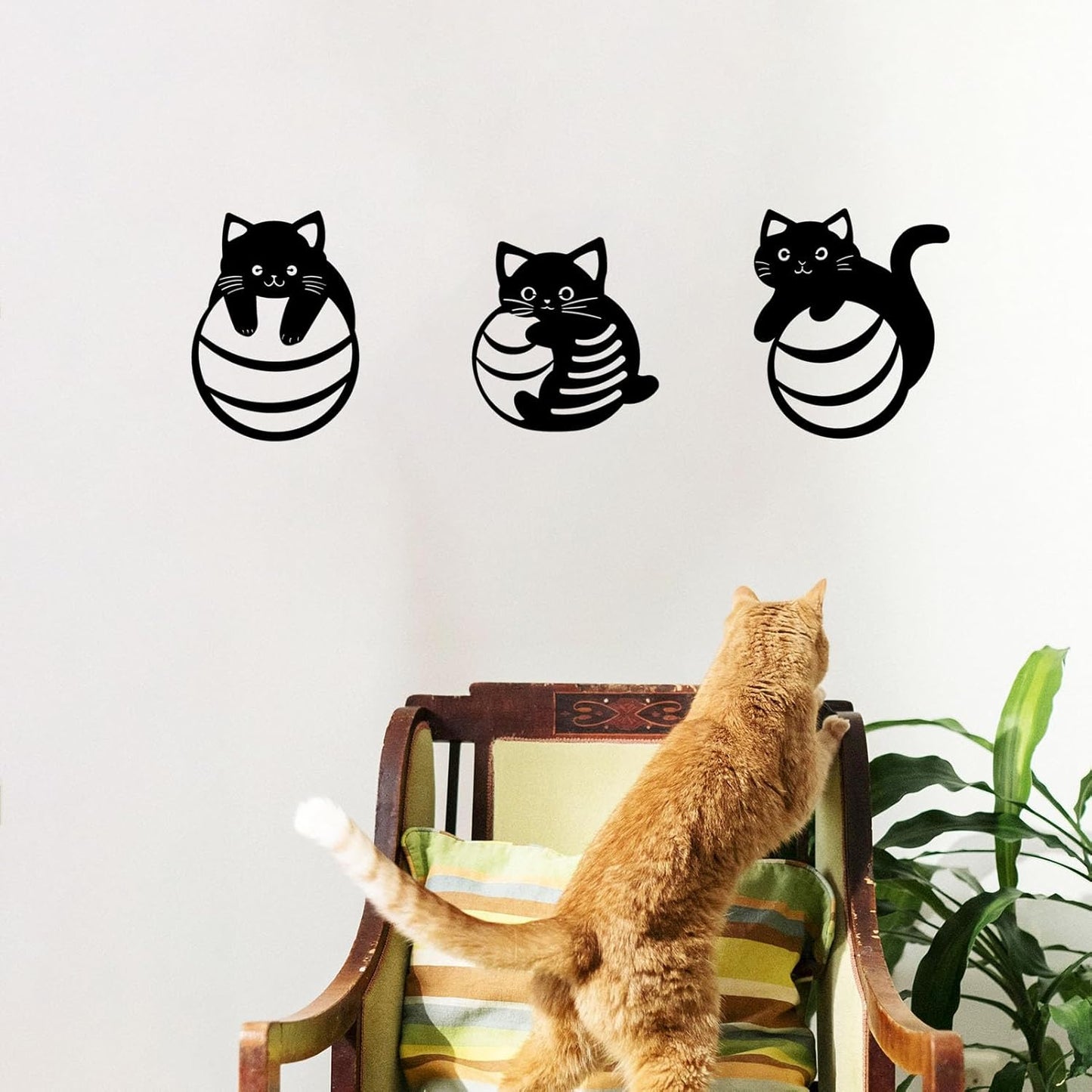 Black Metal Cat Wall Decor, Minimalist Abstract Cat Wall Art Line, Cute Cats Decor Signs, for Living Room Bathroom Bedroom Dining Room