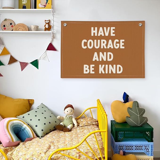 Inspirational Classroom Wall Decor, Classroom Decor Elementary, Positive Affirmations Boys Room Decor, Motivational Wall Decor for Nursery Kids Room, Have Courage and Be Kind 20x30 Inch