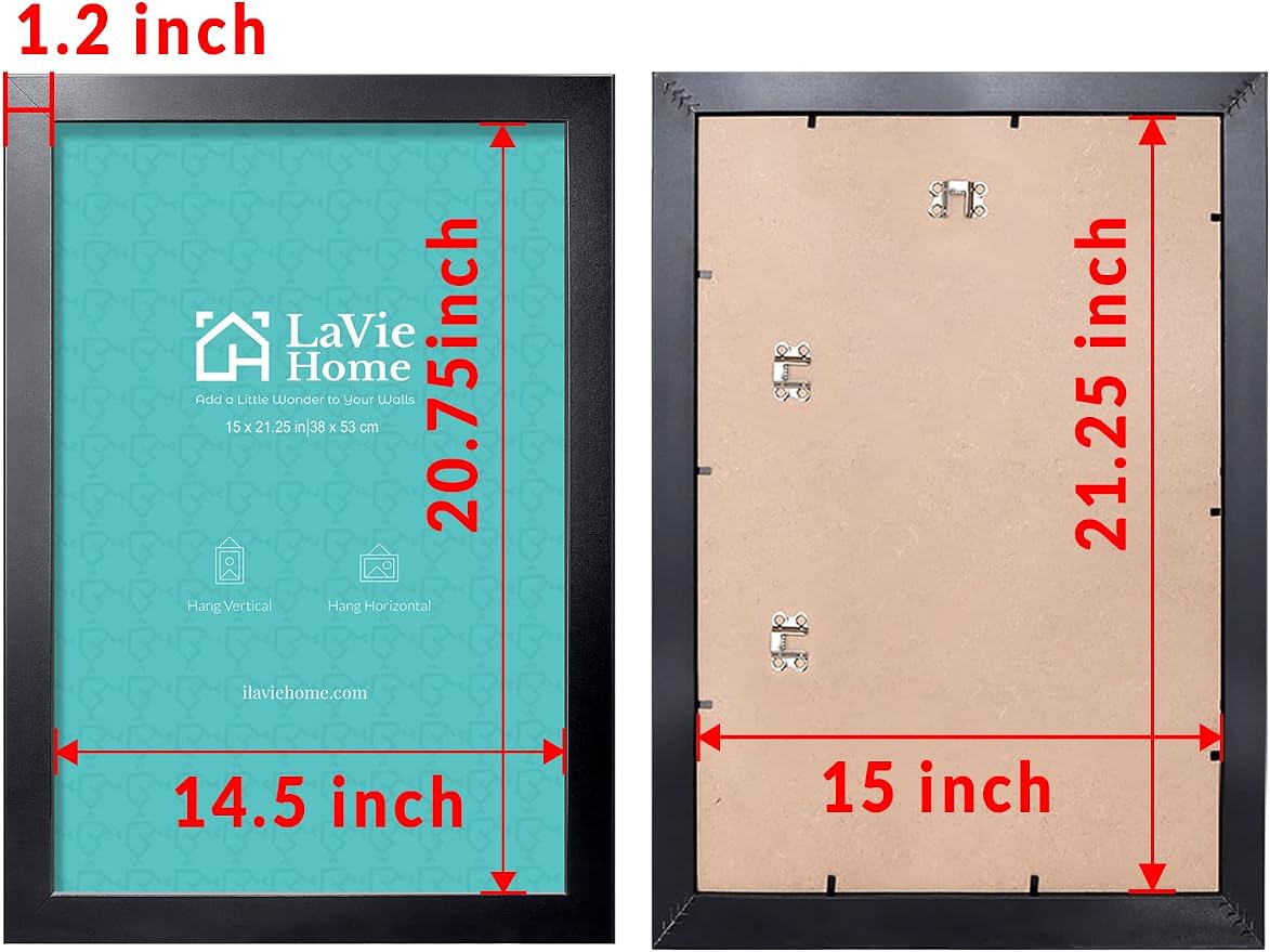 LaVie Home 15x21.25 Picture Frame Black, Puzzles Frame for Wall Decoration, Classic Black Minimalist Style Suitable for Decorating Houses, Offices, Hotels, Puzzles Posters Photos or Artwork（1 Pack）