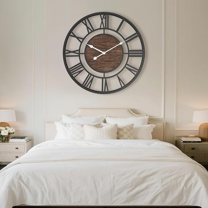 Pytha Sight 14 Inch Large Wall Clocks for Living Room Decor,Big Silent Battery Operated Metal Wall Clock,Rustic Modern FarmhouseArabic Numerals Wall Clock for Kitchen,Office,Bedroom,Dining Room