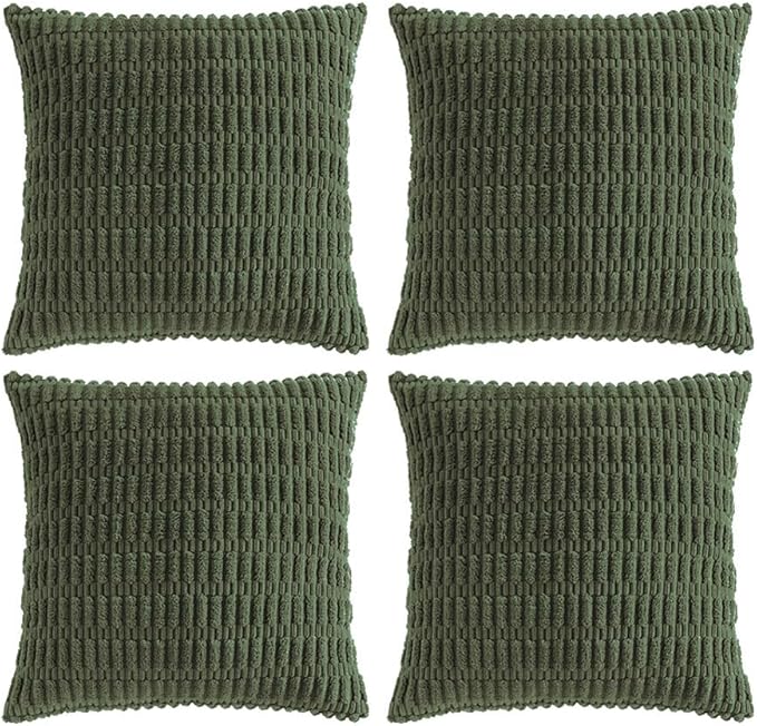 Fancy Homi 4 Packs Decorative Throw Pillow Covers for Living Room Couch Bed, Modern Farmhouse Boho Home Décor Accent Cushion Case, 20" x 20", Olive Green