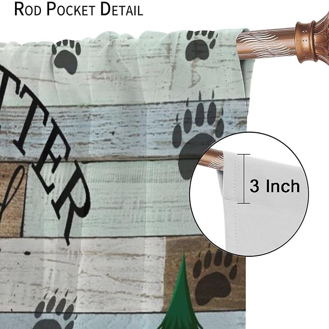 Camping Blackout Curtains Vintage Rustic Cabin Camping Drapes Farmhouse Style Camping Wooden Windows Treatments Rod Pocket Drapes for Kitchen Farm Living Room Bedroom 84x84in