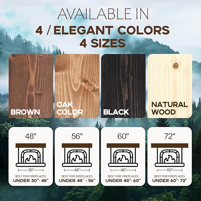Fireplace Mantel Shelf, 56" Wooden Floating Shelf for Over Fireplace, Wall-Mounted Mantel Shelves, Decorative Mantels, Rustic Floating Mantels Shelves, Brown