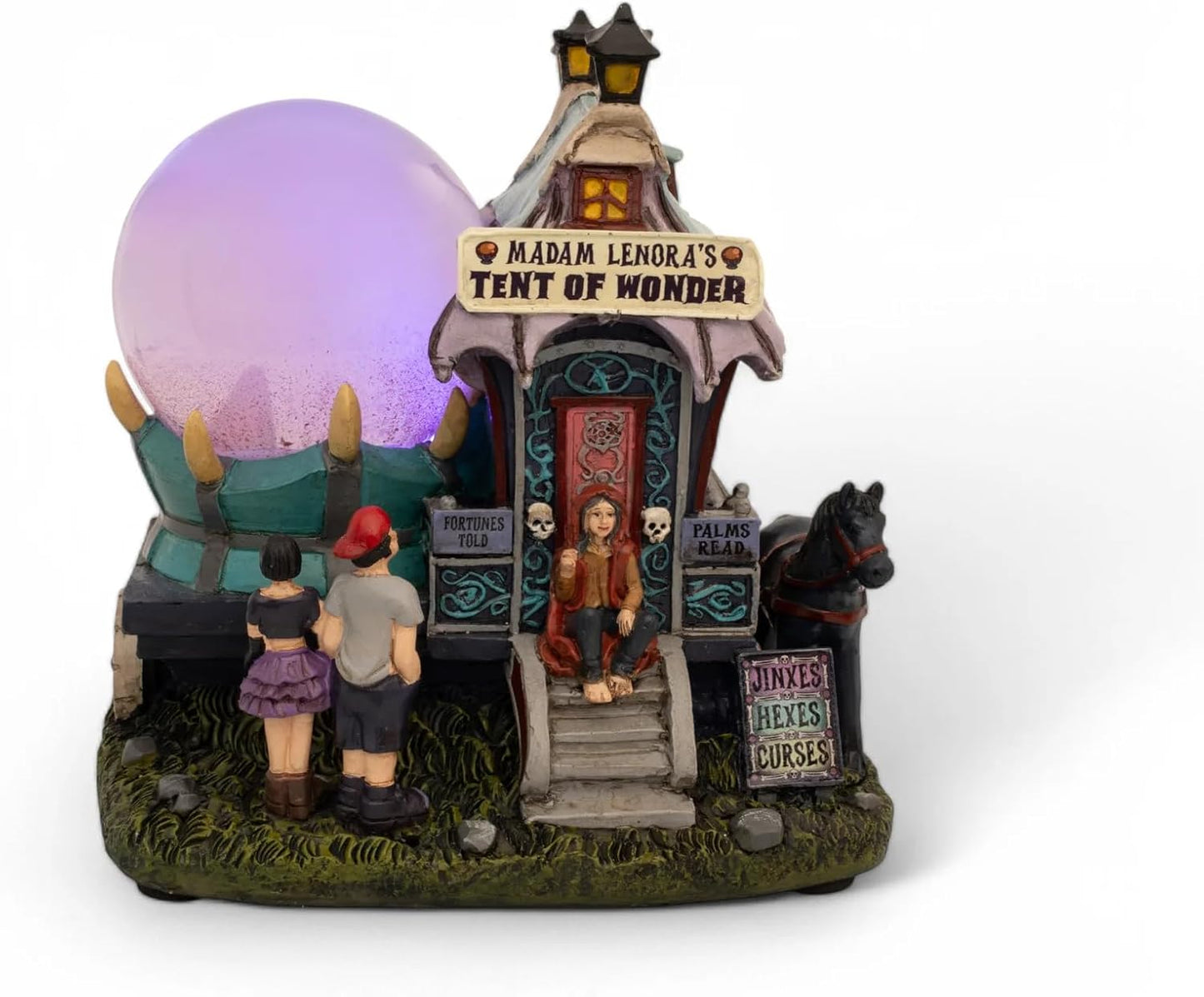 Madam Lenora's Tent of Wonder Halloween Village with Multicolor LED Lights & Swirling Iridescent Globe
