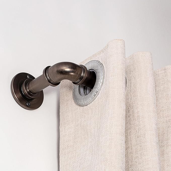 Industrial Curtain Rods 18 to 120 in,Wrap Around Rods, Adjustable Curtain Pole,1 in Diameter Pipe Wall or Ceiling Mounted,for Living Room(Brushed Crimson Black18” to 120”)