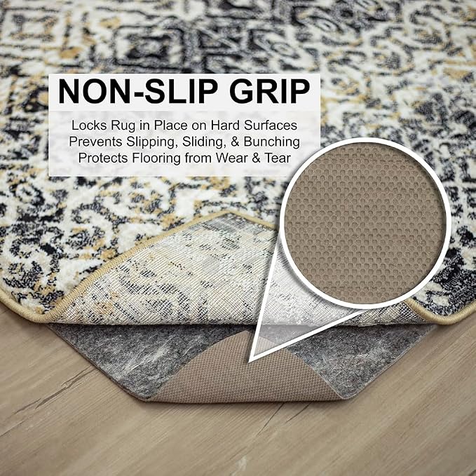 Mohawk Home Non Slip Rug Pad 2' x 20'- 1/4" Thick Felt + Latex Rubber Gripper - Dual Surface Cushion for Hardwood, Carpet, Tile Floors, Made in USA