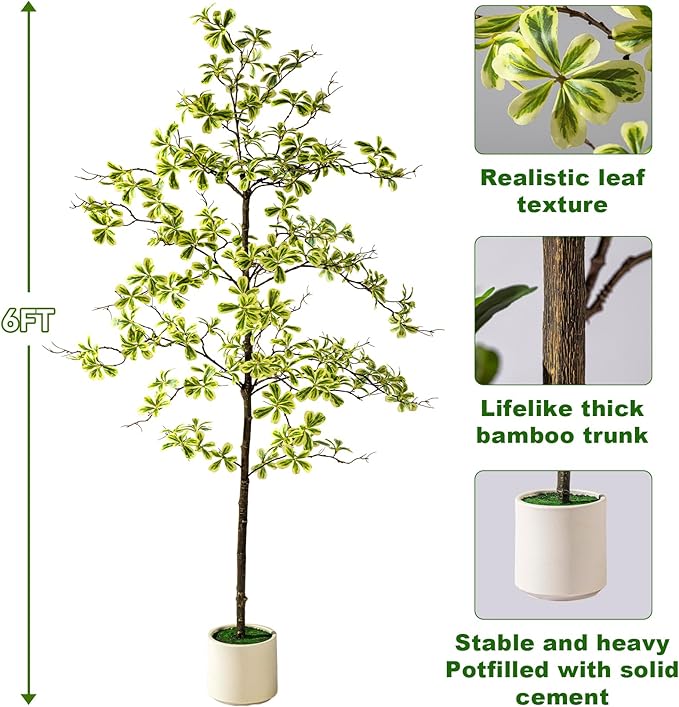 Erimda Faux Black Olive Tree 6ft, Faux Plants Indoor Large Tall Tree Artificial Shady Lady Tree with Natural Wood Trunk & Realistic Leaves, Fake Olive Plant for Home Office Indoor Decor