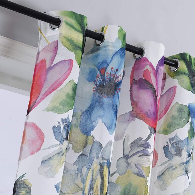 Taisier Home Stylish Living Elegant Abstract Colorful Curtains Printed,Colorful Sheer Curtain Print,Fashion Curtain 72 Inch Lenth for Bedroom(Floral Print Curtain 2 Panels Set)