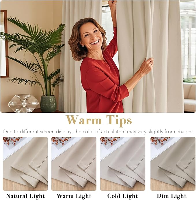 H.VERSAILTEX Blackout Curtains Thermal Insulated Window Treatment Panels Room Darkening Blackout Drapes for Living Room Back Tab/Rod Pocket Bedroom Draperies (2 Panels, Fog, 52 x 63 Inch)