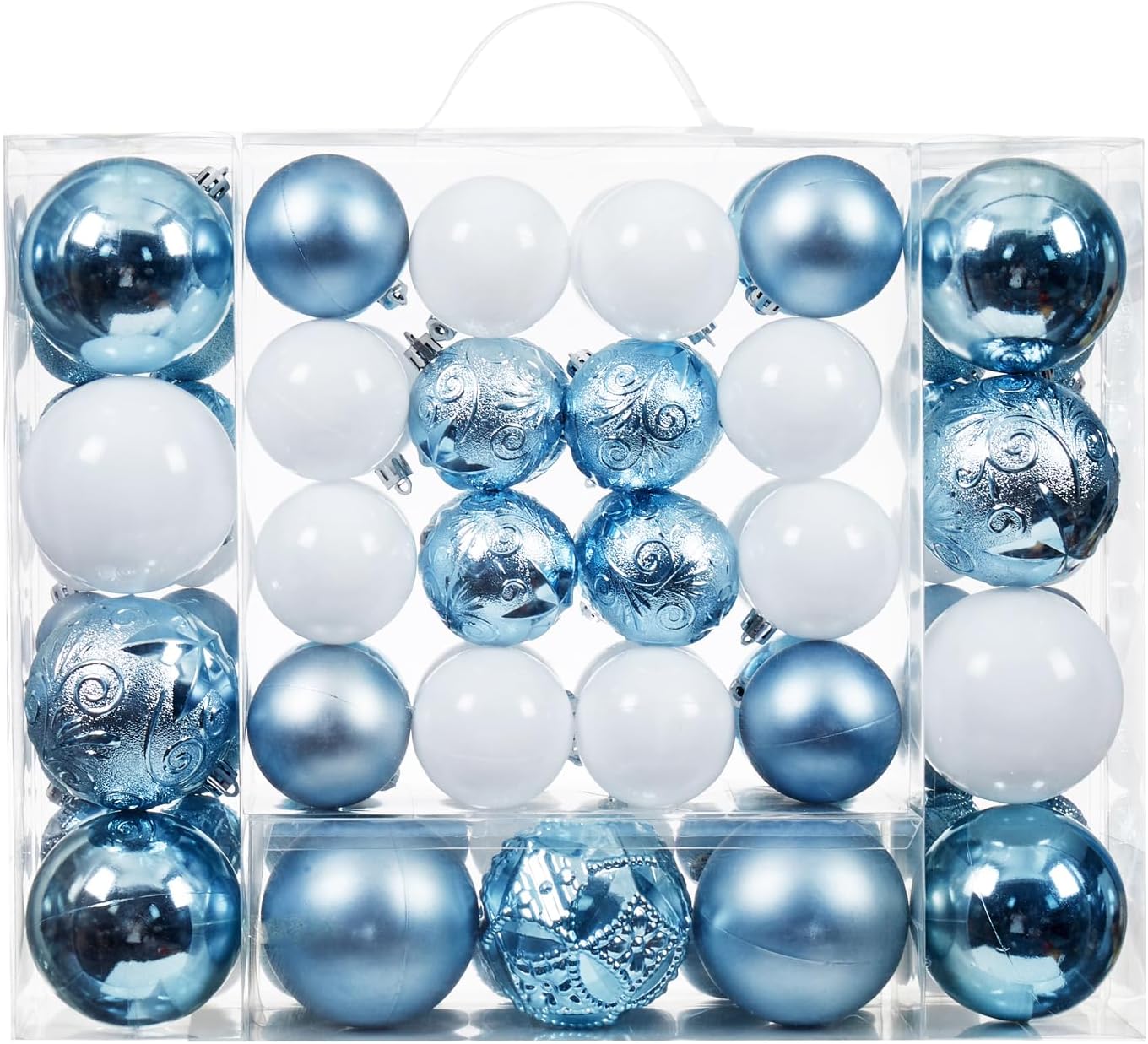 87-Pack Shatterproof Christmas Ball Ornaments Set, Christmas Tree Decorations with Hand-held Gift Package for Xmas Tree Holiday Wedding Party, Baby Blue