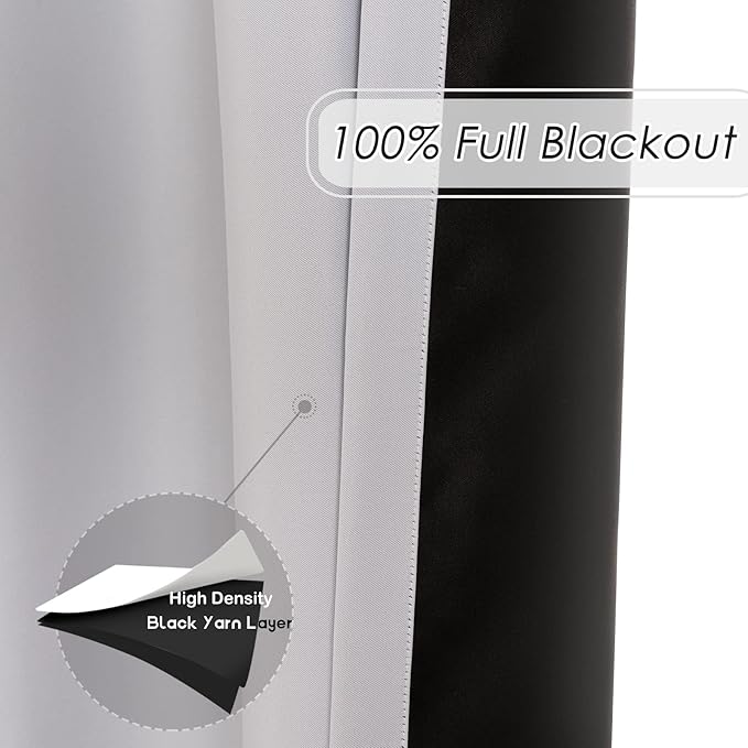 Melodieux 100% Blackout Curtain Liners for 84 Inches Long Sheers and Curtains, 2 Panels Set, Off White/Black, 50 by 80 Inch, Rings Included