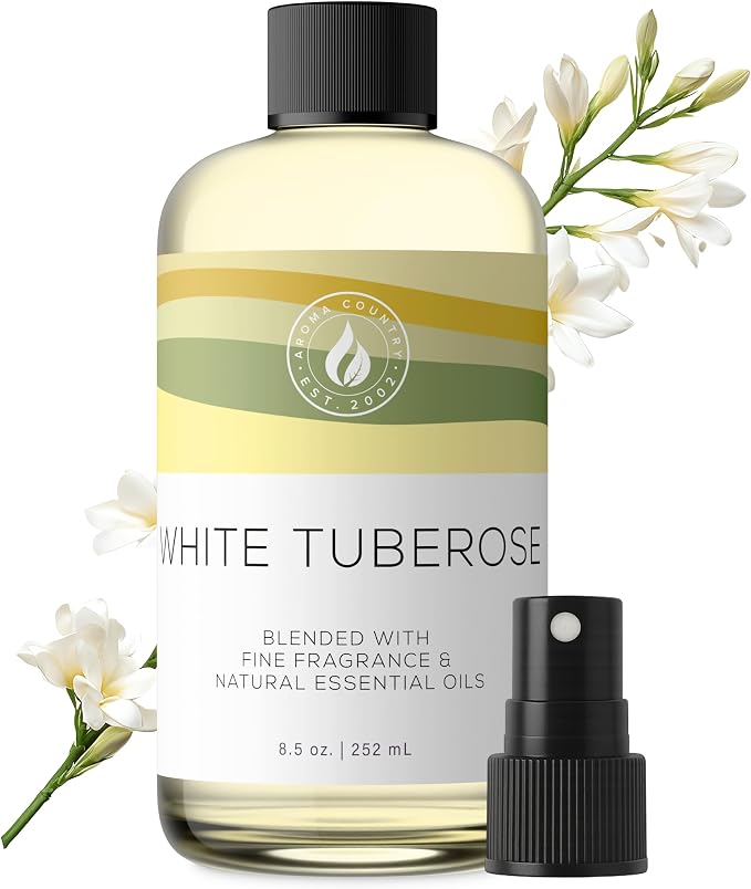 Aroma Country White Tuberose Luxury Diffuser Oil Refill (8.5 Fl Oz) | Hotel-Inspired • Long-Lasting Home Fragrance • for Aromatherapy, Reed Diffusers, Diffuser Machines & Room Sprays