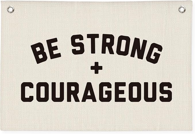 Be Strong And Courageous Banner, Christian Inspirational Wall Decor, Boys Room Bible Verse Motivational Wall Hanging Banner Flag Decor for Nursery Toddler Kids Room 20x30 Inch
