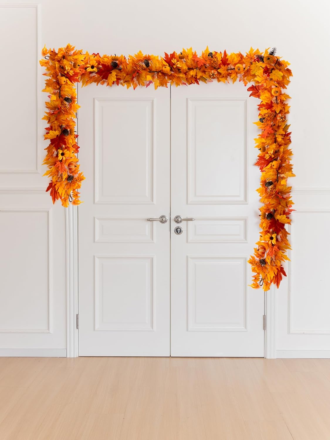 MISSPIN Fall Decor - Fall Garland - 6FT Autumn Maples Leaf Garland for Autumn Decor Hanging Vine for Halloween Thanksgiving Decor Home Wedding Fireplace Party Christmas(Orange)
