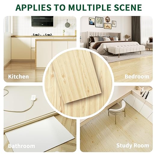 54 Sq. Ft Floor Tiles Peel and Stick Vinyl Floor 36 x 6 inch Luxury Self Adhesive Waterproof Flooring Planks DIY for Kitchen, Living Room, Shops, RV, Wood Look Plank, 36-Pack, Light Brown