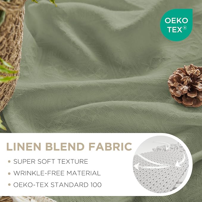 Joydeco Sage Green Boho Curtains 63 Inch Length 2 Panels, Super Soft Bohemian Farmhouse Curtains with Tassels, Semi Sheer Light Filtering Drapes for Bedroom Living Room (Rod Pocket, 52Wx63L)