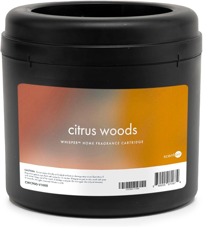 ScentAir Whisper Essential Monthly Plug-in Refill, Citrus Woods | Fragrance Diffuser Cartridge Refill for Home and Office