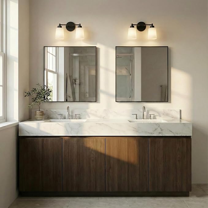 30"x30" Matte Black Framed Square Bathroom Vanity Wall Mirror | Accent Wall Mirror, Square Geometric Look, Slim Metal Frame, Living Room, Entryway, Keyhole Mount, Tempered Glass