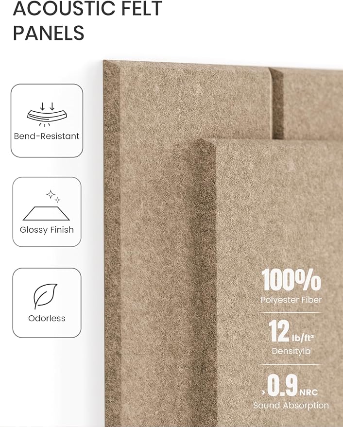 Fluxynara Large Felt Bulletin Board 36"x24" Cork Board Alternative - 6 Pack with 32 Safe Removable Adhesive Tabs, Cork Boards for Walls Felt Board for Home Office Classroom Pin Board-Taupe