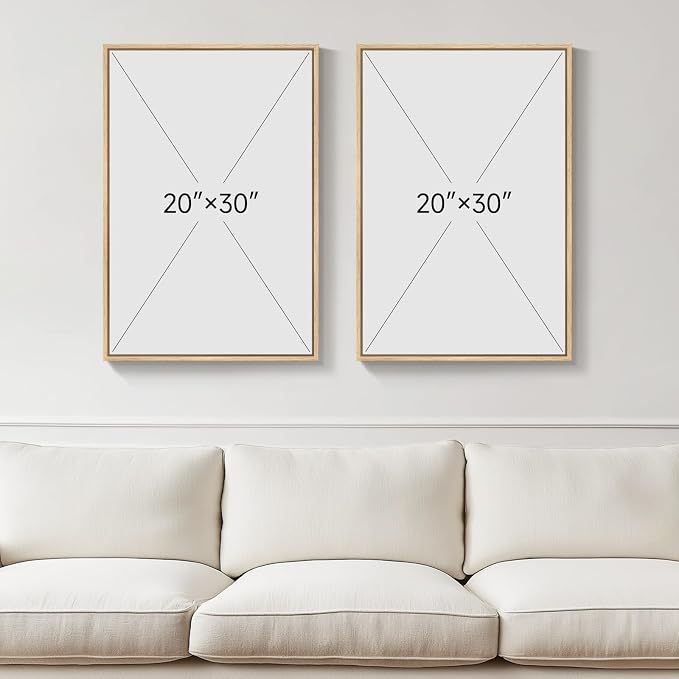 Large Framed Neutral Abstract Wall Art for Living Room, Set of 2 Modern Warm Beige and Taupe Canvas Artwork for Walls, Woman Silhouette Paintings Prints Wall Decor for Bedroom Home Office, 20x30 Inch