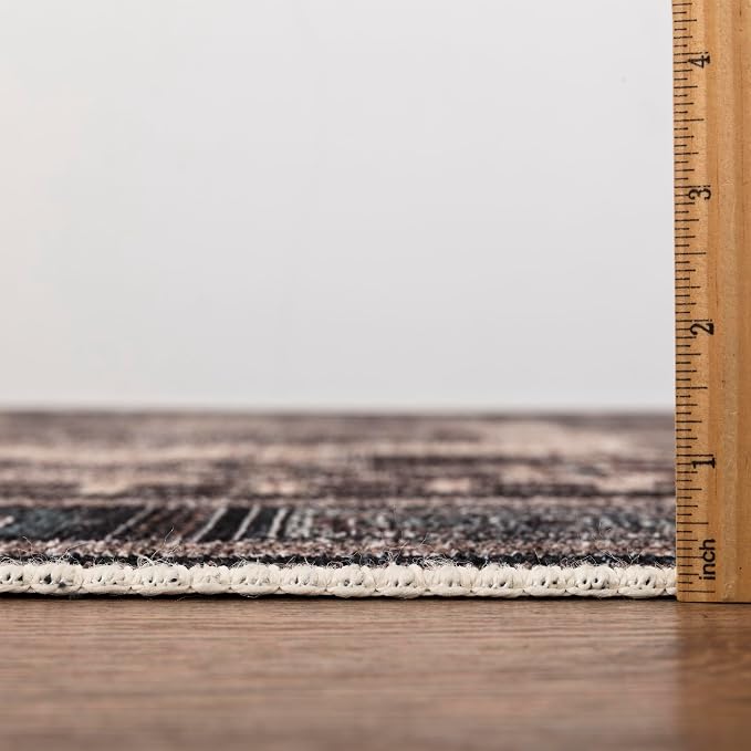 Keen Home Design 5x7 Rug - Machine Washable Area Rug with Non-Slip Backing, Ideal for Living Room, Dining Room, Bedroom - Vintage, Easy Clean, Durable, Low Pile Rug - (5' x 7')
