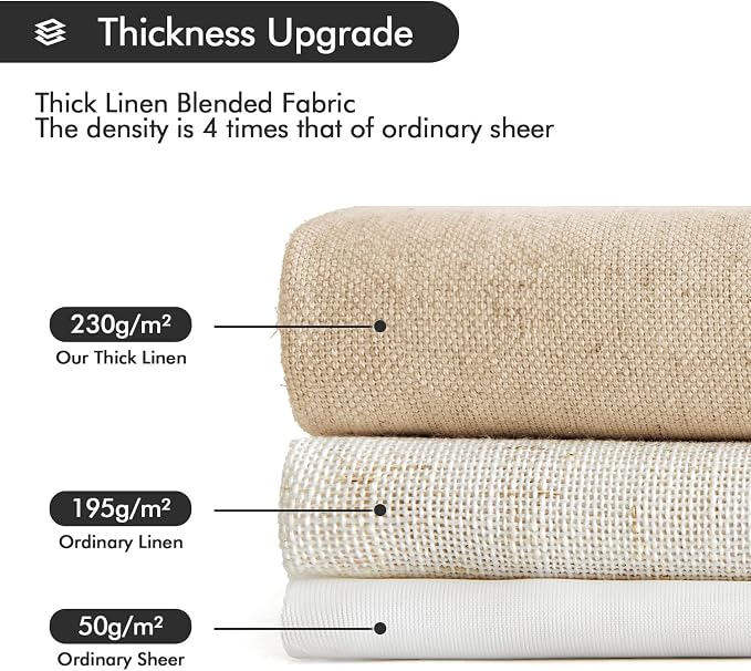 MIULEE Non-See-Through Privacy Linen Curtains 2 Panels, Light Filtering Window Curtains Farnhouse Textured Back Tab Semi Sheer Drapes for Bedroom Living Room, 52 x 108 Inches Long, Light Brown