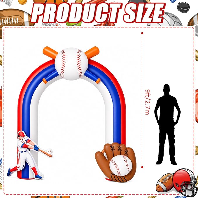 Shappy 9 ft Baseball Inflatables Arch Party Decoration Giant Blow up Archway with LED Light for Baseball Sports Theme Senior Night Birthday Party Stadium Yard Outdoor Lawn Photos Backdrop Decor