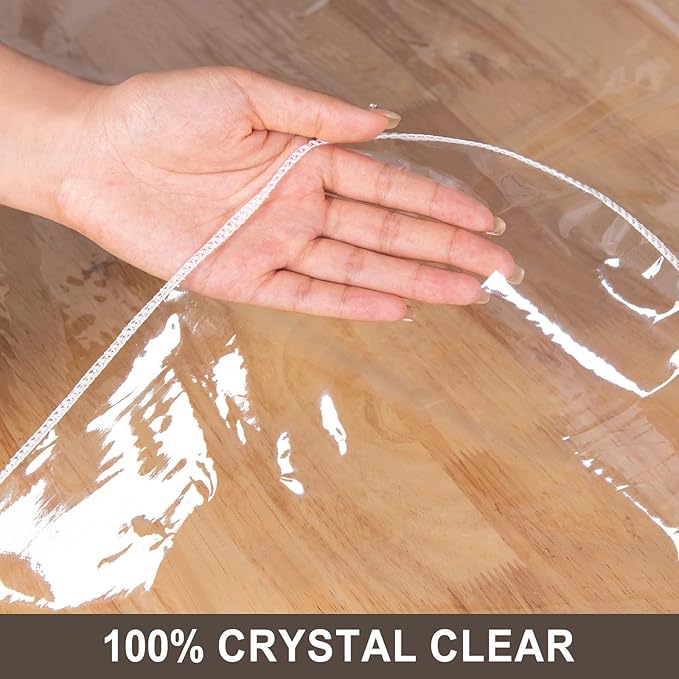 JIUZHEN 54" x 102" Heavy Duty Clear Vinyl Tablecloth – 100% Waterproof & Oil-Proof, Spill-Resistant – Easy Wipe-Clean Table Cover for Dining, Parties, Camping, Picnic, Holidays (Rectangle)