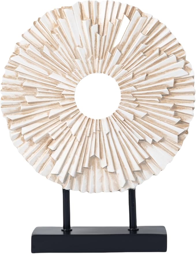 Minimalist Round Statue Above Cabinet Decor Kitchen, Modern Decorative Sculpture Home Decorations for Living Room Coffee Table, Office Decor Items, Center Pieces Decoration (White)