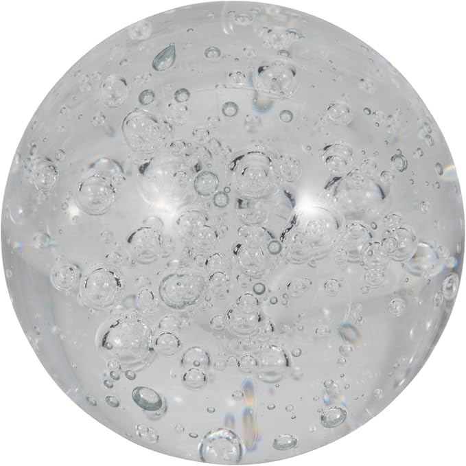 Decorative Crystal Orb Ball for Home Decor - Ornament Sculpture for Bathroom, Office Desk, and Living Room Decor - Ideal Accessory for Shelf Accent and Cofffe Table Display - 5", Clear & Frost