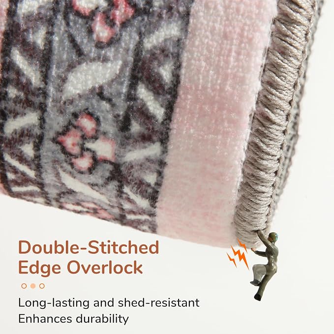 OPPODREAM Soft Area Rugs 5x7, 5x7 Washable Rug with Non Slip Backing, 5 x 7 Faux Cashmere Low-Pile Carpet, Pink & Cream