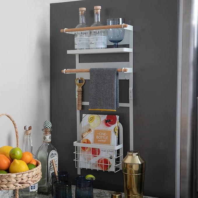 Household Essentials Metal Magnetic Organizer Rack, White