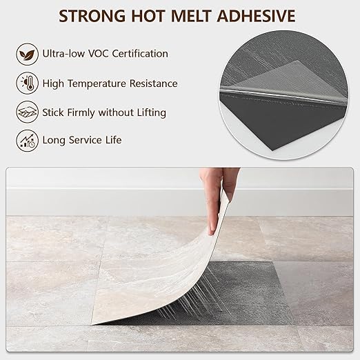 Peel and Stick Floor Tile, 40-Pack 12" x 12" Vinyl Flooring, Waterproof Self-Adhesive Luxury Vinyl Tiles, Easy DIY for Living Room, Kitchen, Dinning Room, RV, Cover 40 Sq. Light Slate Marble
