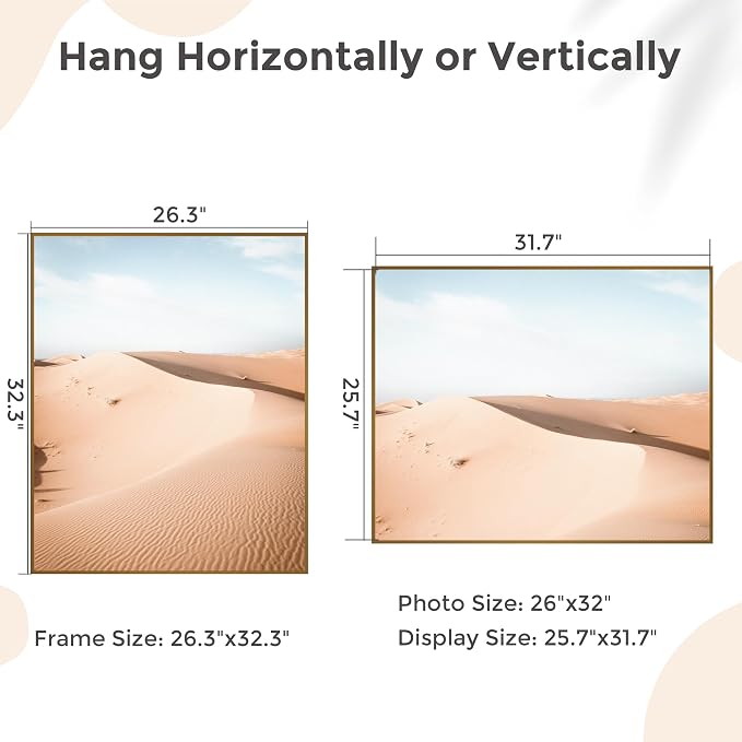 26x32 Metal Picture Frame, Aluminum Poster Frame with Real Glass, Bronze | Warm Bronze 32x26 Frame with Tempered Glass for Wall Display, Posters, Art & Photos | Wall Kit Included