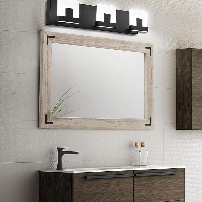 YOSHOOT Rustic Wooden Framed Wall Mirror, Natural Wood Bathroom Vanity Mirror for Farmhouse Decor, Vertical or Horizontal Hanging, 72" x 36", Grey