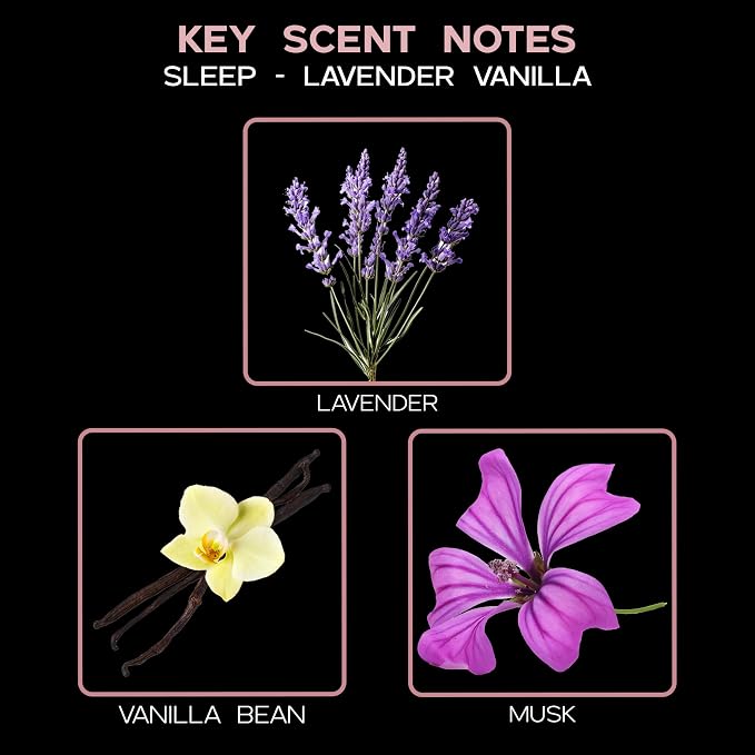 Sleep Lavender Vanilla Reed Diffuser Set with Sticks | Home Fragrance Accessories, Bathroom Shelf Decor, For Home or Office Desk, USA Made