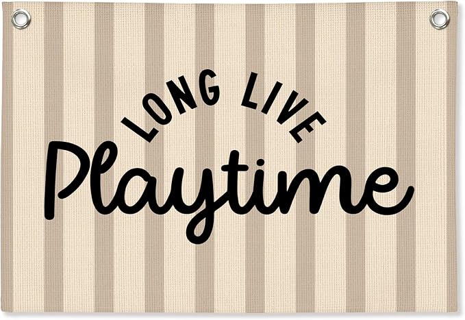Playroom Wall Decor, Long Live Playtime Linen Canvas Banner, Toddler Playroom Decor Kids Room Nursery Wall Decor for Toddler Boys Toy Room Bedroom, 30x20 Inch