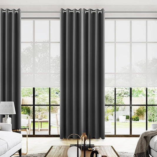 KOUFALL Dark Gray Blackout Curtains for Living Room 52x98 Inch Length