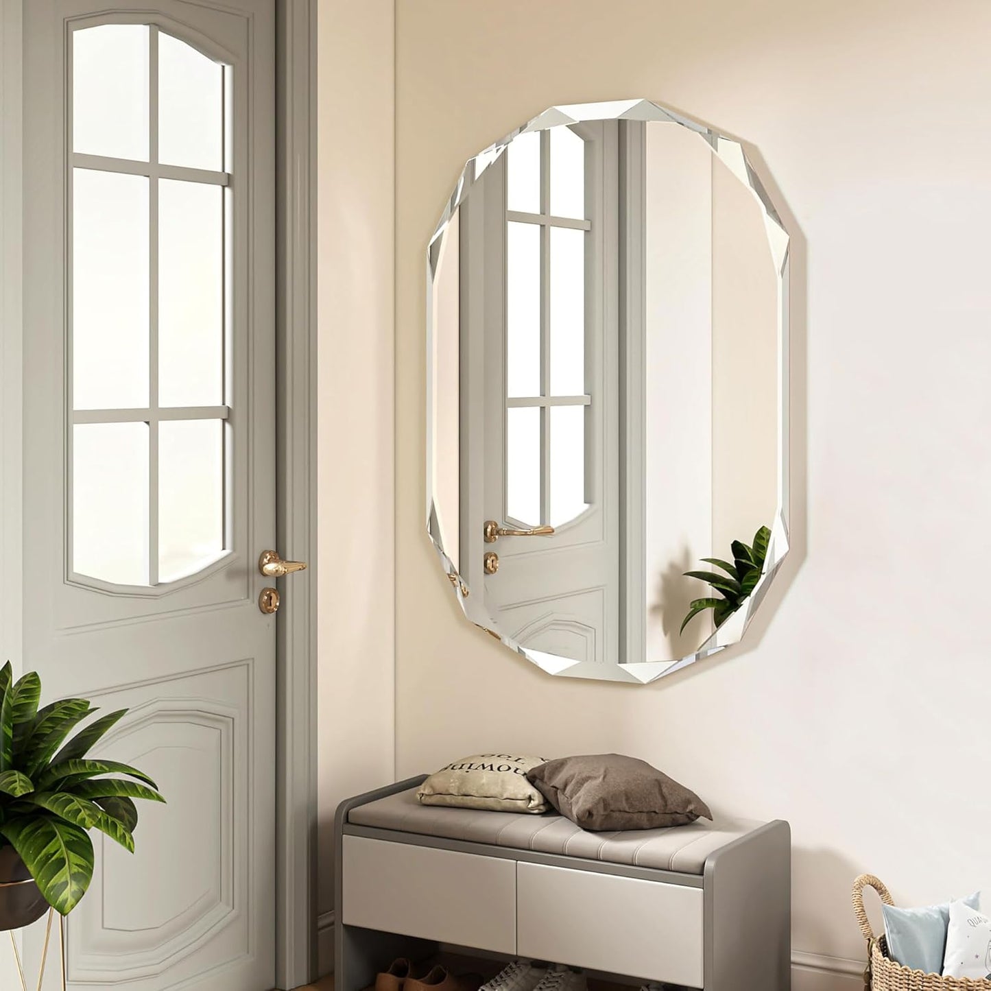 Bathroom Mirrors for Over Sink, Round Frameless Mirrors for Wall, 20x30 Inch Beveled Bathroom Mirror, Bathroom Vanity Circle Mirror for Bedroom Living Room Entryway Home Decor