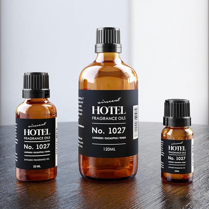 AirScent Hotel Diffuser Oil No. 1027 - Zen Hotel Scent Inspired - 120 mL | Lavender Eucalyptus Tonka - Premium Fragrance Oil for Ultrasonic and Waterless Diffusers and Crafting - 4 fl oz Bottle