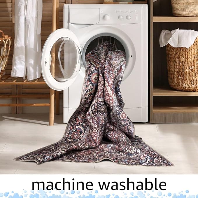 Keen Home Design 30"x120" Rug - Machine Washable Runner Rug with Non-Slip Backing, Ideal for Hallway, Entryway, Kitchen, Laundry Room - Vintage, Easy Clean, Durable, Low Pile - (2'6" x 10')